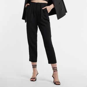 High Waisted Pleated Front Cropped Pant